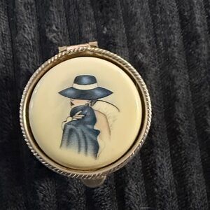 Vintage porcelain style pill box with lady
